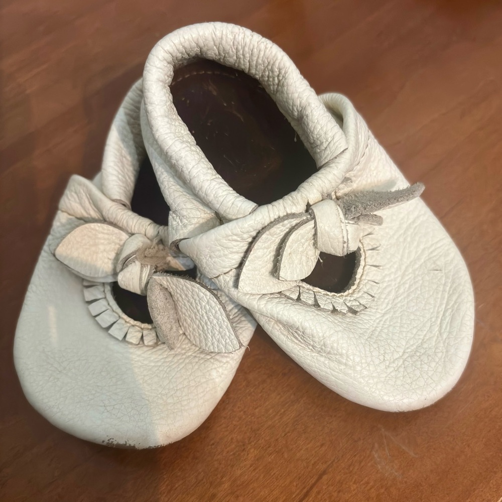 Starry Knight Soft White Leather Baby Moccasins